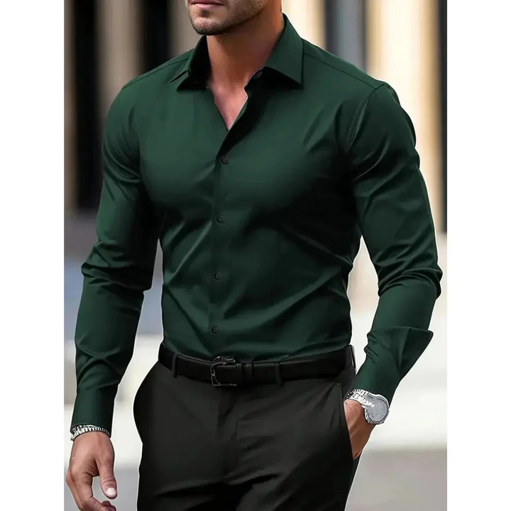 Herrenhemd mit langen Ärmeln, Slim Fit, klassischer Kragen – Heinrich