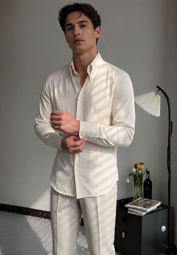 Langärmliges Hemd mit Streifenmuster – Matteo