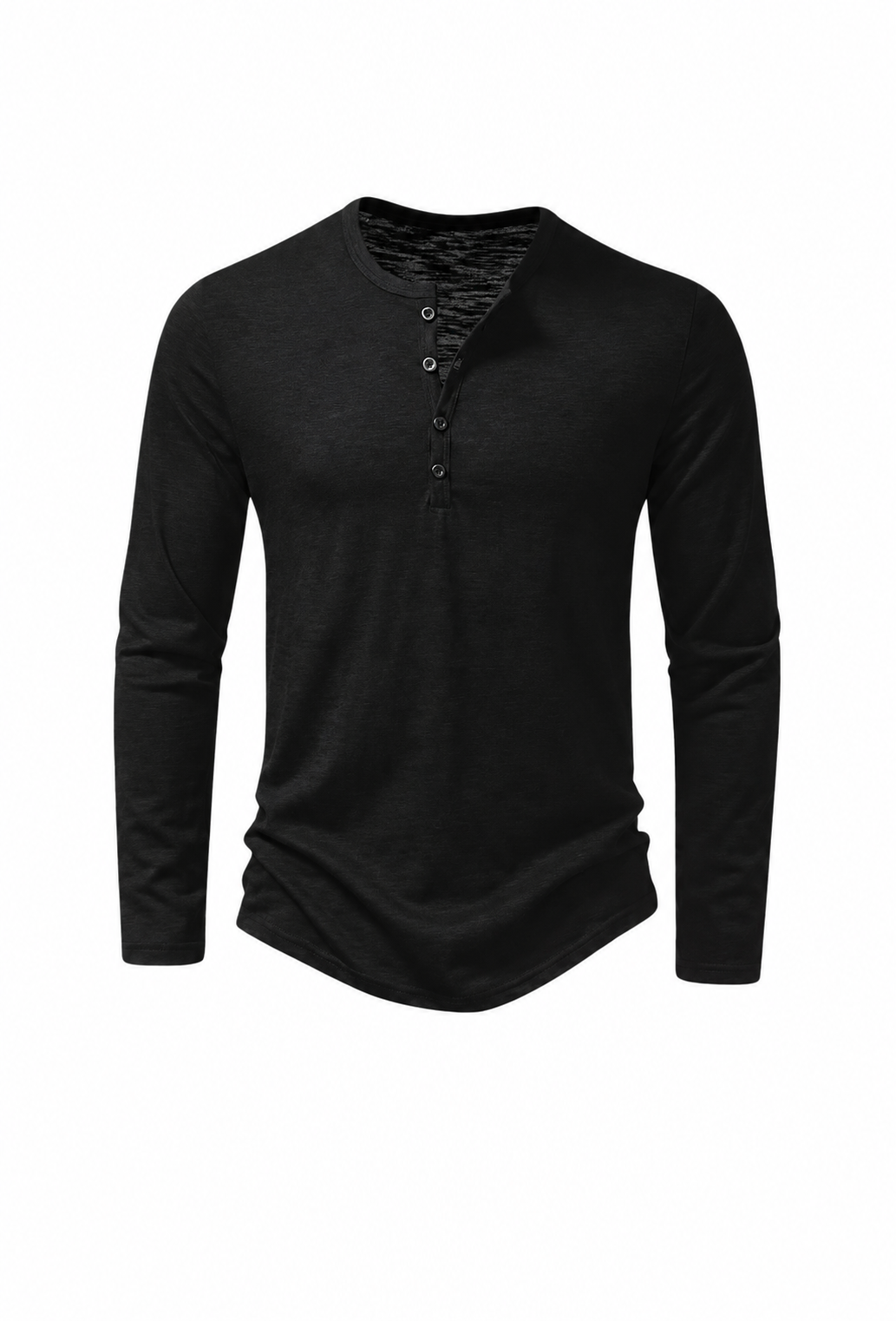 Herren-T-Shirt mit langen Ärmeln, Rundhalsausschnitt und meliertem Muster - Bastian