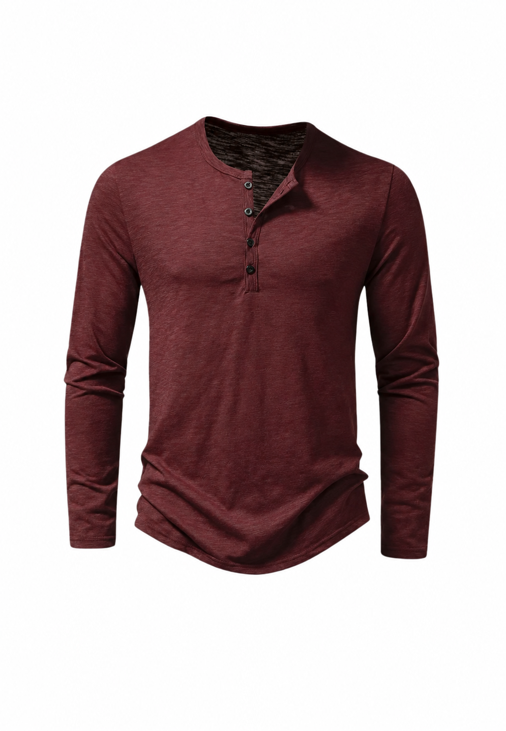 Herren-T-Shirt mit langen Ärmeln, Rundhalsausschnitt und meliertem Muster - Bastian