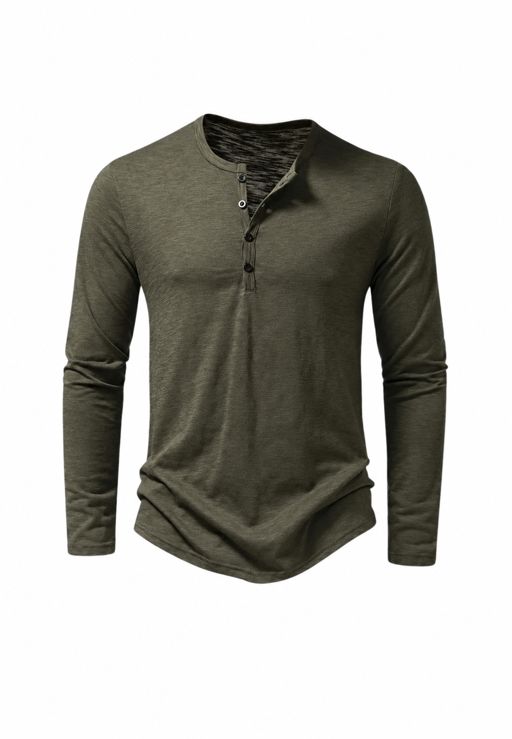 Herren-T-Shirt mit langen Ärmeln, Rundhalsausschnitt und meliertem Muster - Bastian