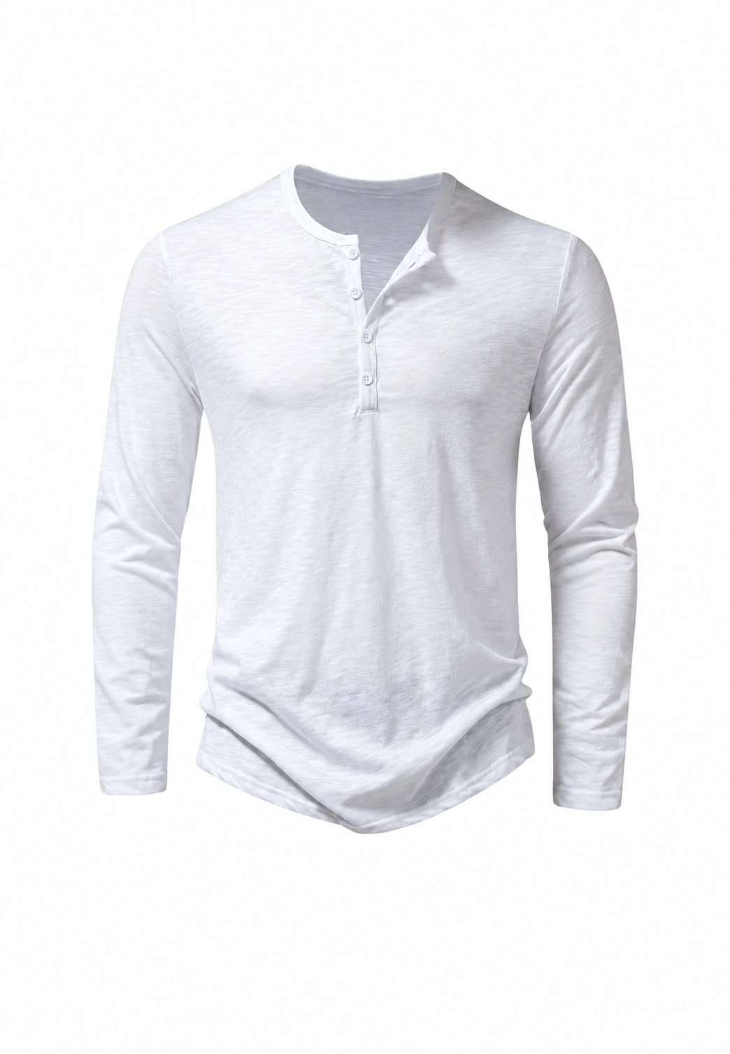 Herren-T-Shirt mit langen Ärmeln, Rundhalsausschnitt und meliertem Muster - Bastian