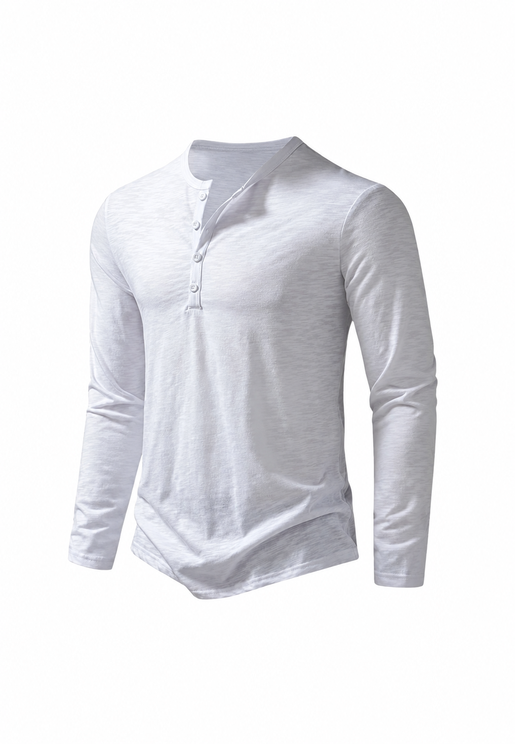 Herren-T-Shirt mit langen Ärmeln, Rundhalsausschnitt und meliertem Muster - Bastian