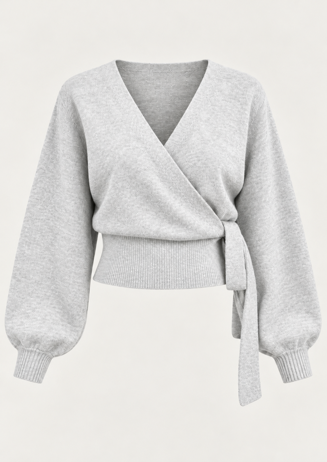 Damen-Wickelcardigan aus Strick mit V-Ausschnitt und seitlichem Bindeband - Zelinde