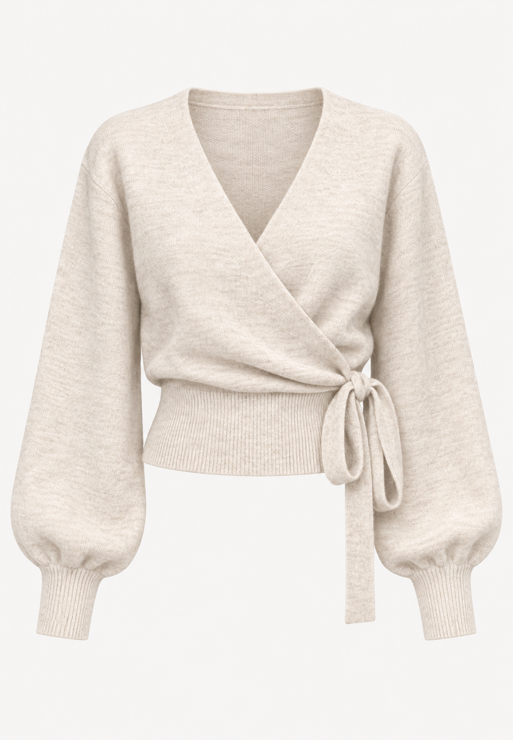 Damen-Wickelcardigan aus Strick mit V-Ausschnitt und seitlichem Bindeband - Zelinde