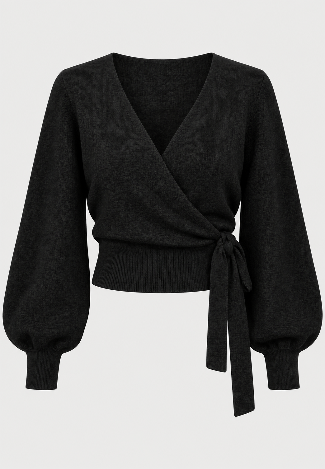 Damen-Wickelcardigan aus Strick mit V-Ausschnitt und seitlichem Bindeband - Zelinde