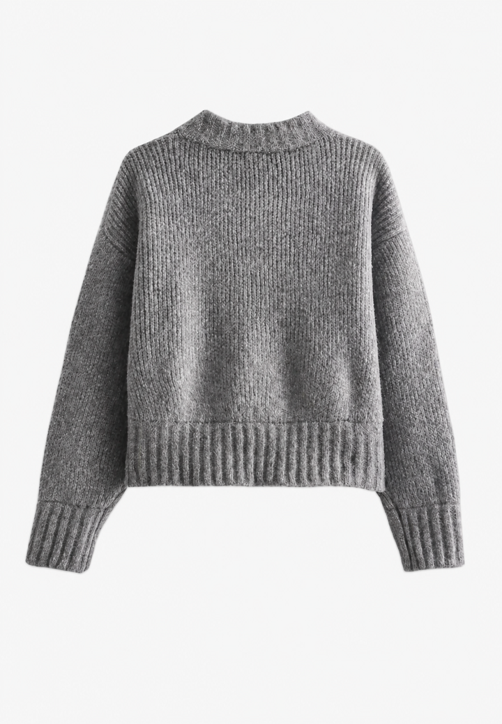 Lockere Strickjacke mit Rippmuster und Reißverschluss vorne – Hanne