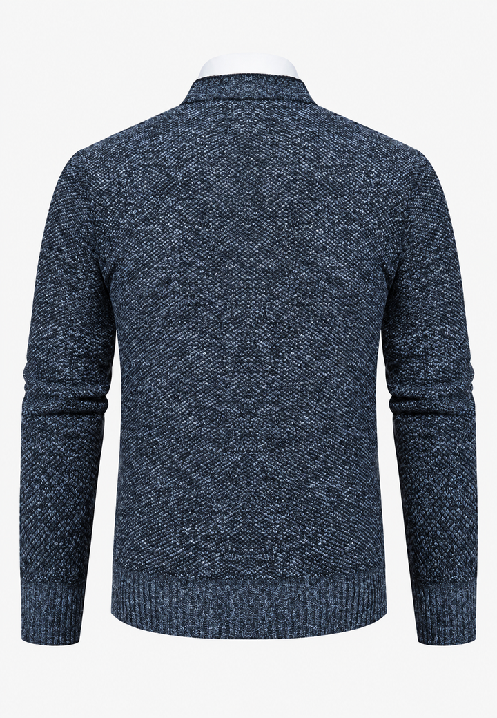Herren-Strickjacke mit V-Ausschnitt, Knöpfen, strukturiertem Strickmuster und Taschen – Levan