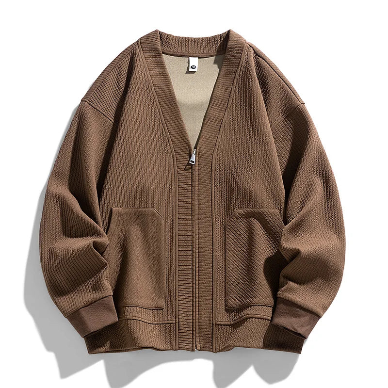 Herren-Strickjacke mit Strukturmuster, Reißverschluss und Taschen – Ciro