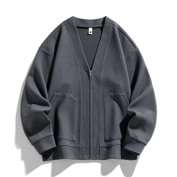 Herren-Strickjacke mit Strukturmuster, Reißverschluss und Taschen – Ciro
