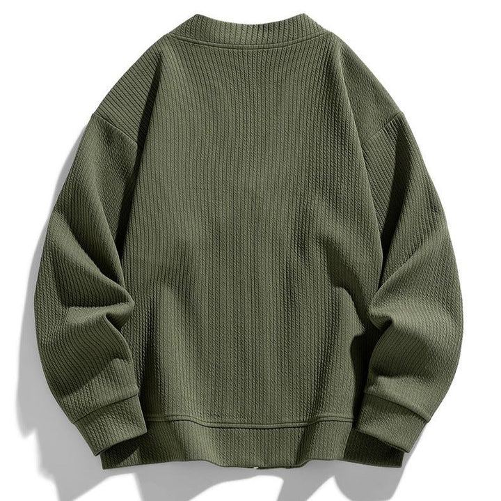 Herren-Strickjacke mit Strukturmuster, Reißverschluss und Taschen – Ciro