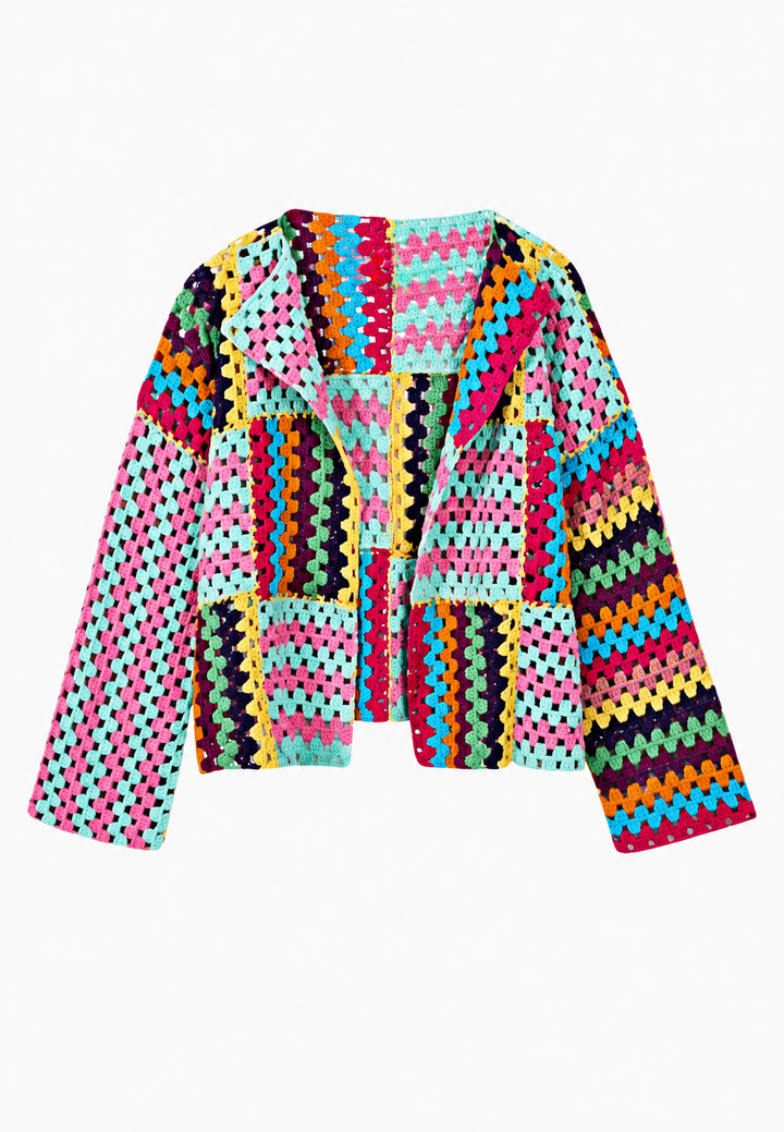 Damen Cardigan Häkel Granny Squares kurz und offen - Nives