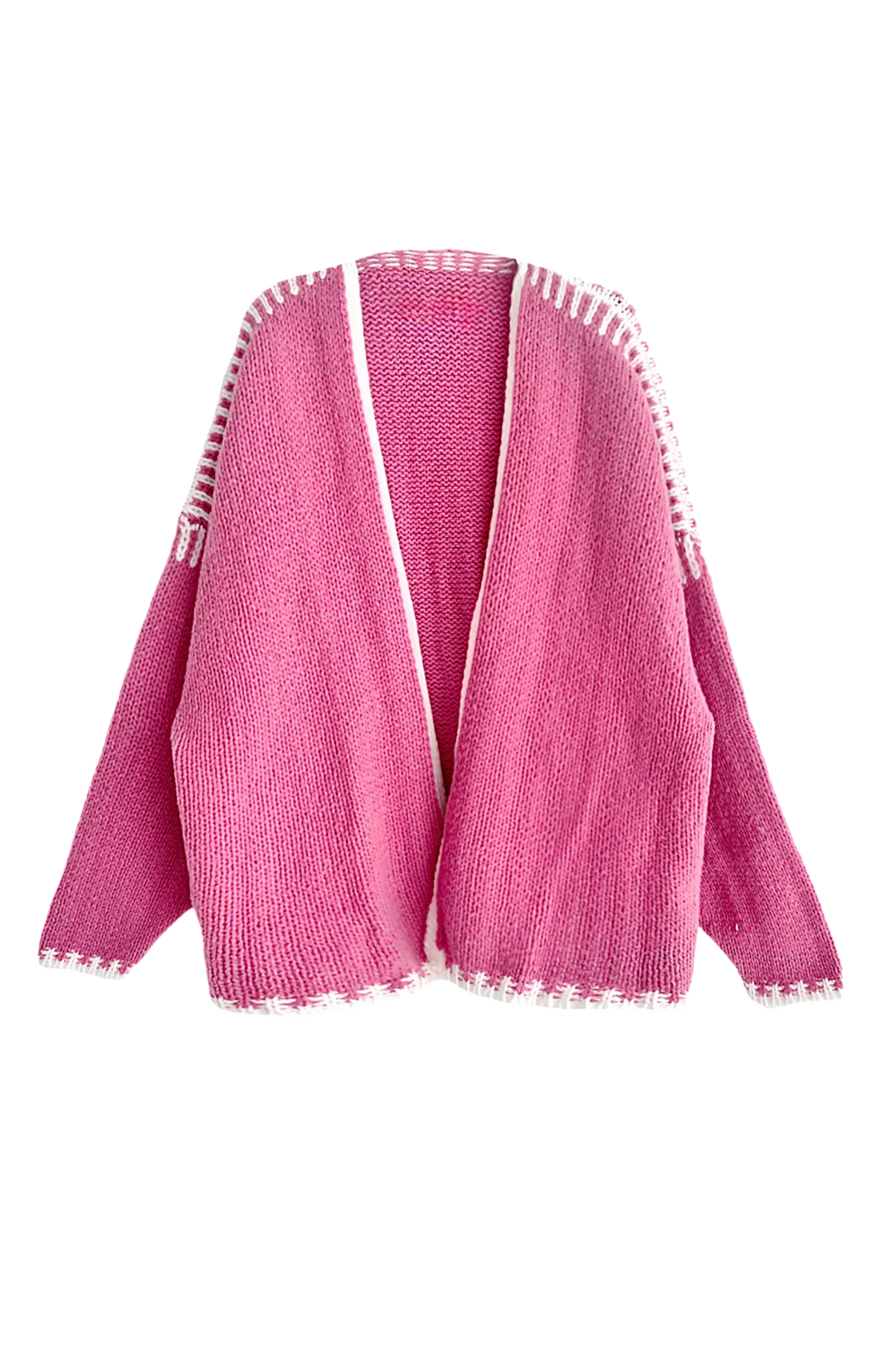 Lockere Damen-Strickjacke mit kontrastierenden Rippenbündchen und langen Ärmeln – Selmara