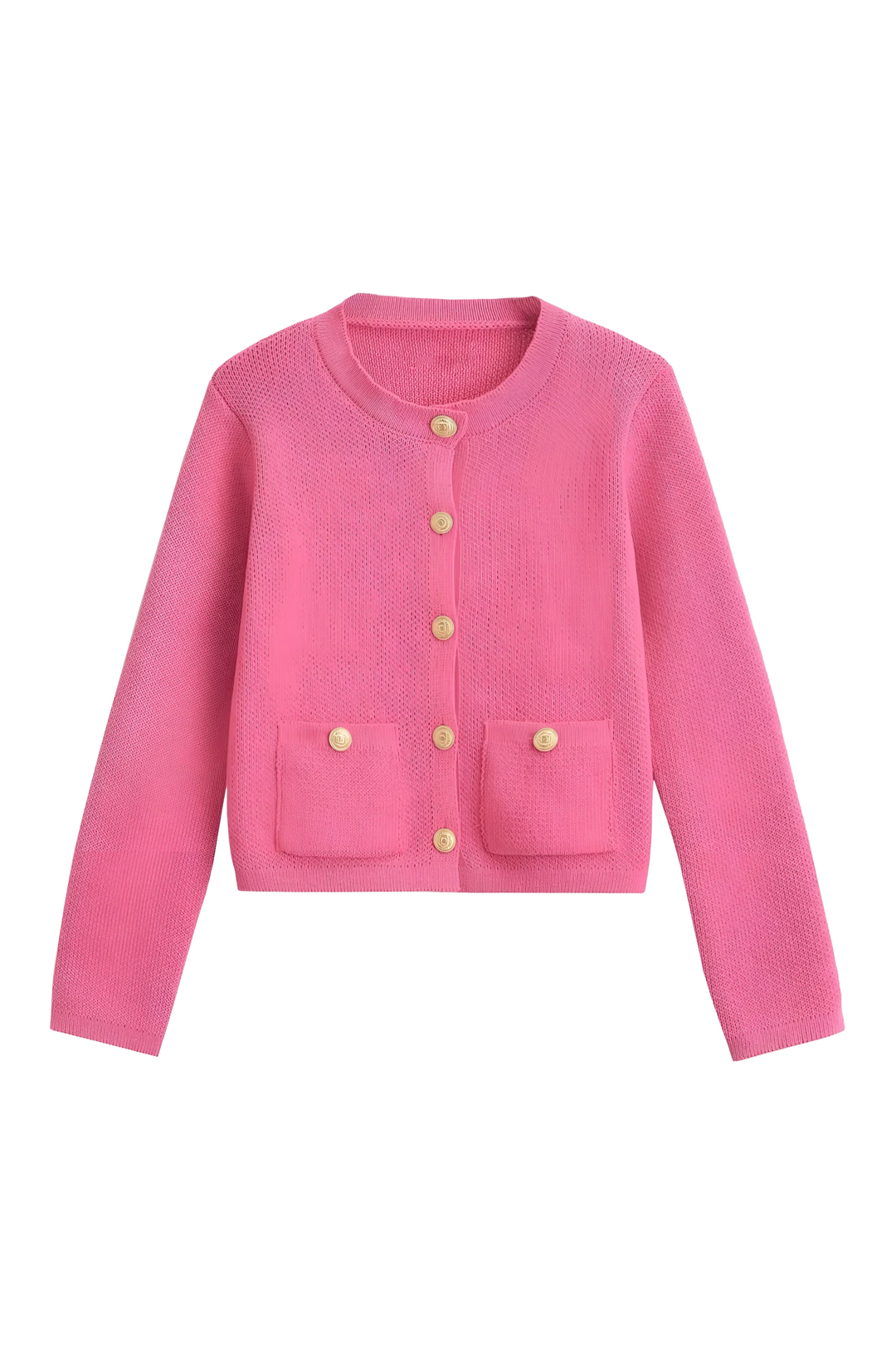 Damen-Strickjacke mit goldenen Knöpfen und Taschen – Aramilla