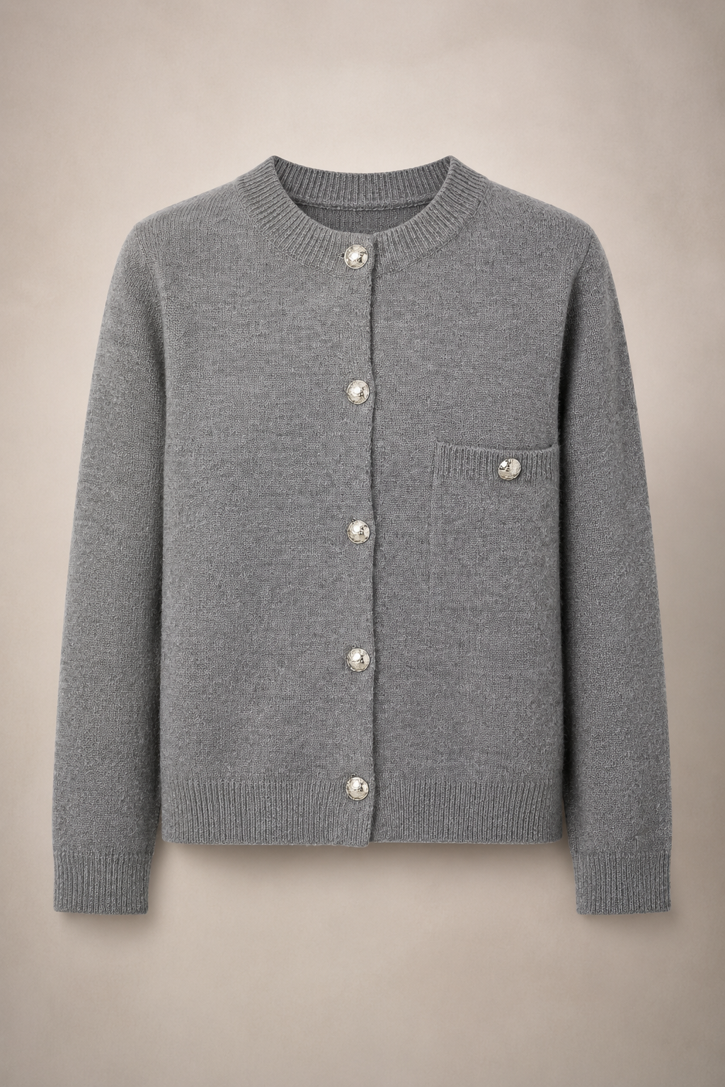 Damen-Strickjacke mit Knöpfen und Rundhalsausschnitt – Clémence