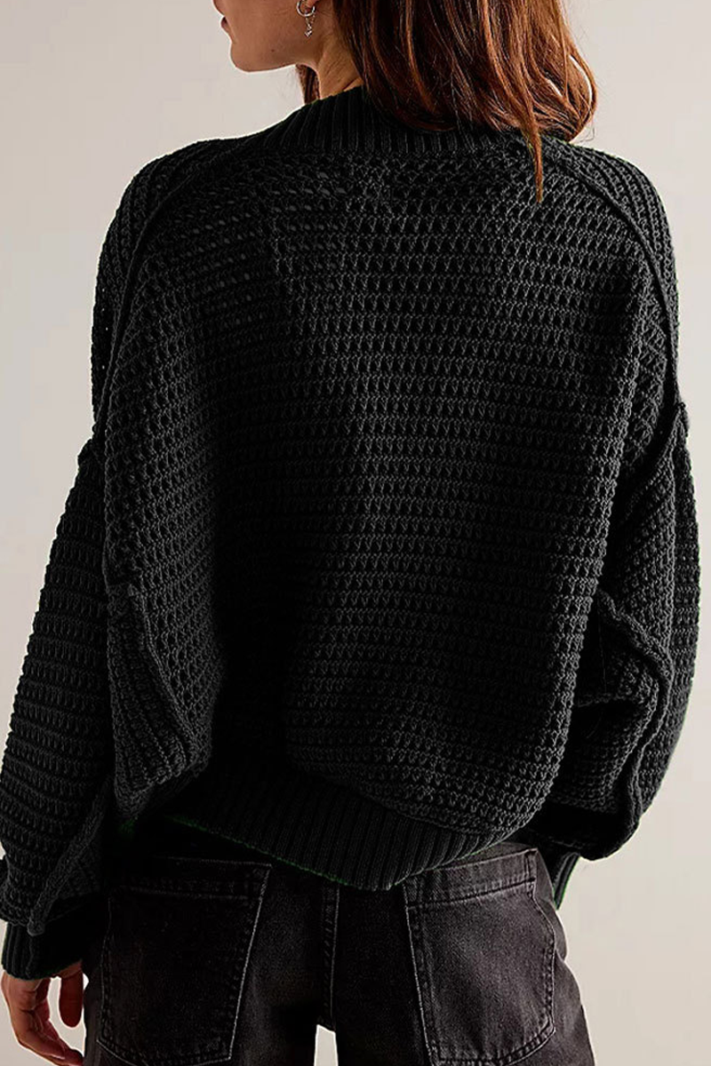 Damen-Strickjacke mit Ajourmuster und weiten Ärmeln – Solveig