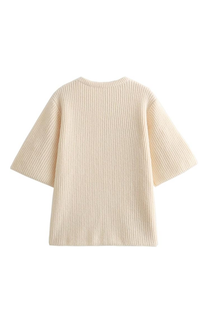 Damen-Strickjacke mit Kirschen-Motiv und kurzen Ärmeln – Culemena