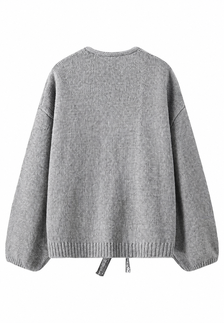 Damen-Strickjacke mit glitzernden Schleifen und V-Ausschnitt – Coronas