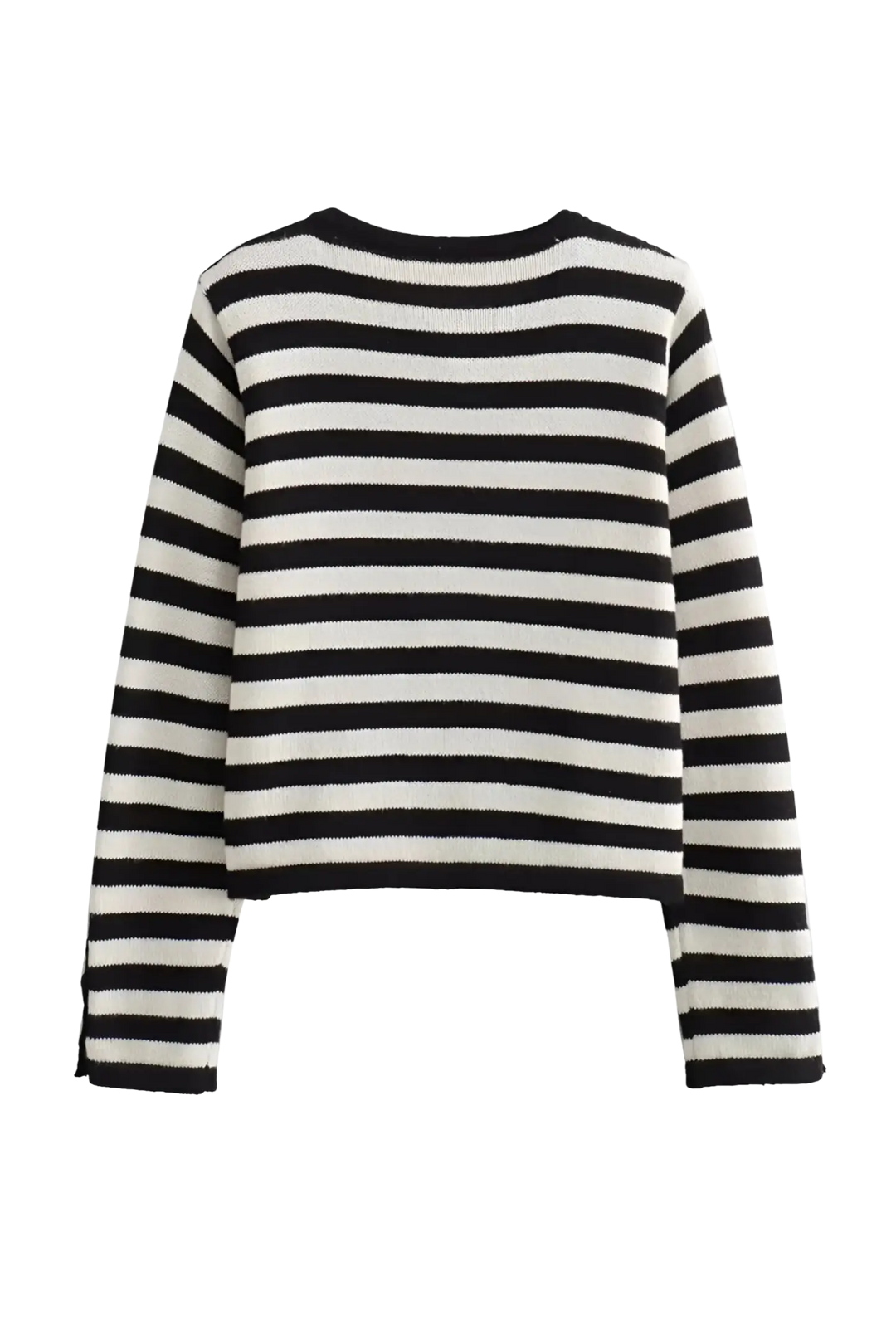 Damen-Strickjacke mit zweifarbigen Streifen, langen Ärmeln und Metallknöpfen – Liora