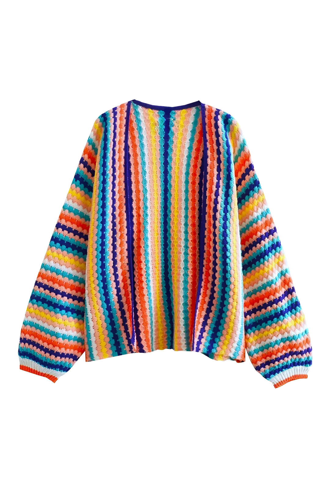Mehrfarbiger, gestreifter Oversize-Strickcardigan – Lotte