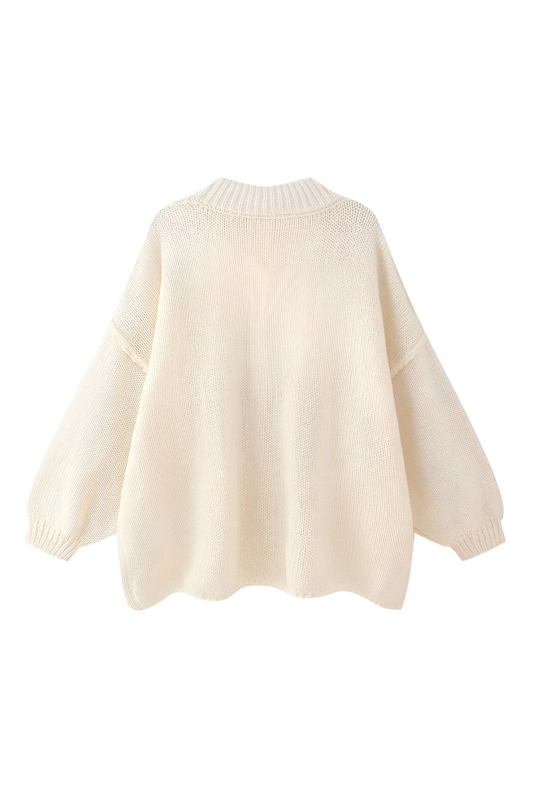 Oversize-Strickjacke mit grobem Strickmuster, Rollkragen und Metallknöpfen – Koranna