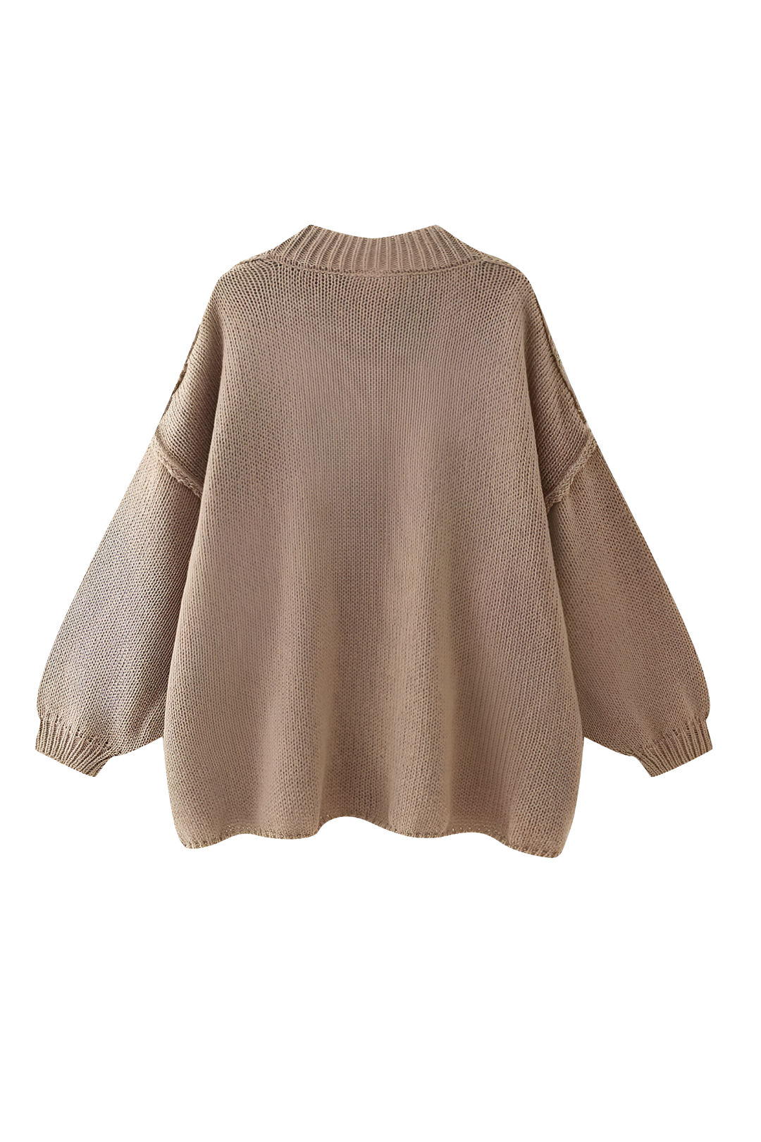 Oversize-Strickjacke mit grobem Strickmuster, Rollkragen und Metallknöpfen – Koranna