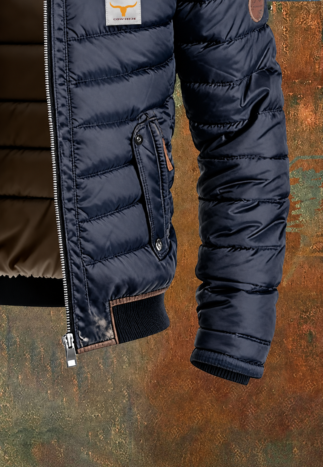 Gesteppte Herrenjacke mit Stehkragen und Pattentaschen – Iker