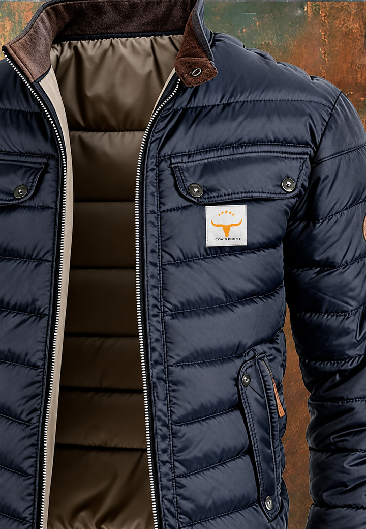 Gesteppte Herrenjacke mit Stehkragen und Pattentaschen – Iker