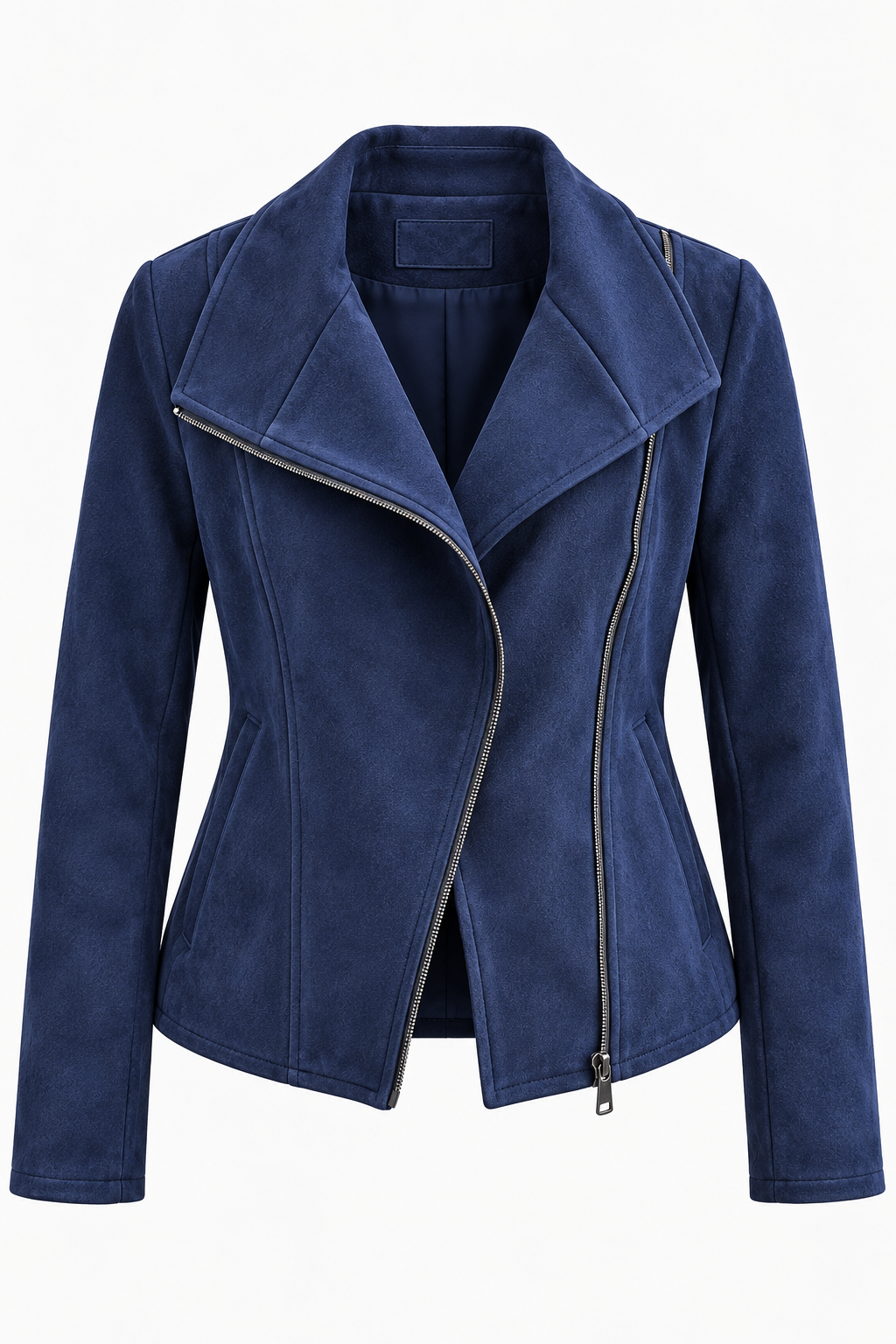 Damen-Bikerjacke in Wildlederoptik mit diagonalem Reißverschluss – Noémie