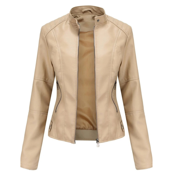 Bikerjacke in Lederoptik für Damen mit Stehkragen – Cleo