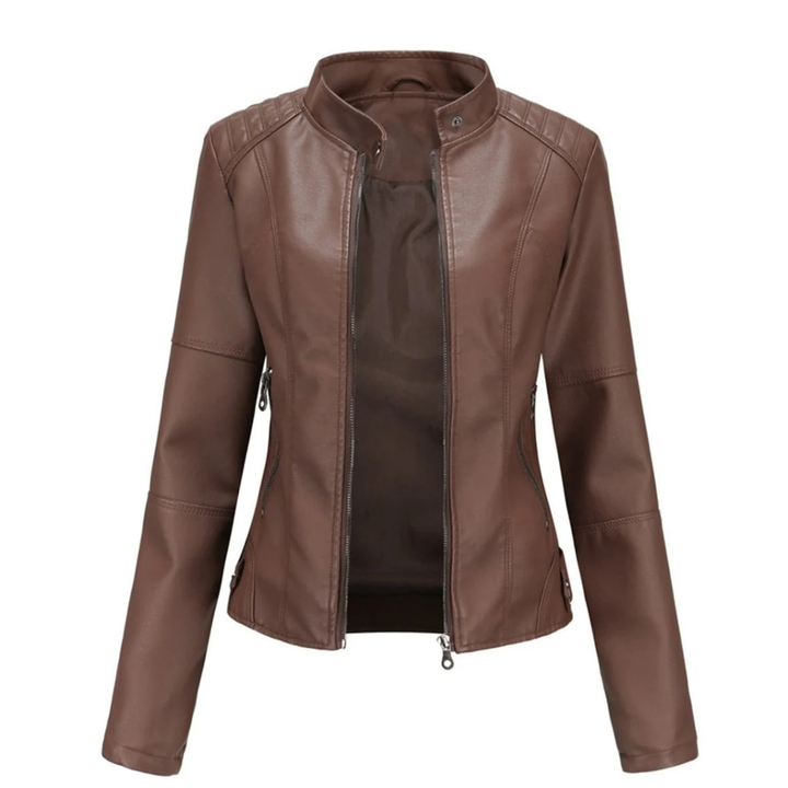 Bikerjacke in Lederoptik für Damen mit Stehkragen – Cleo