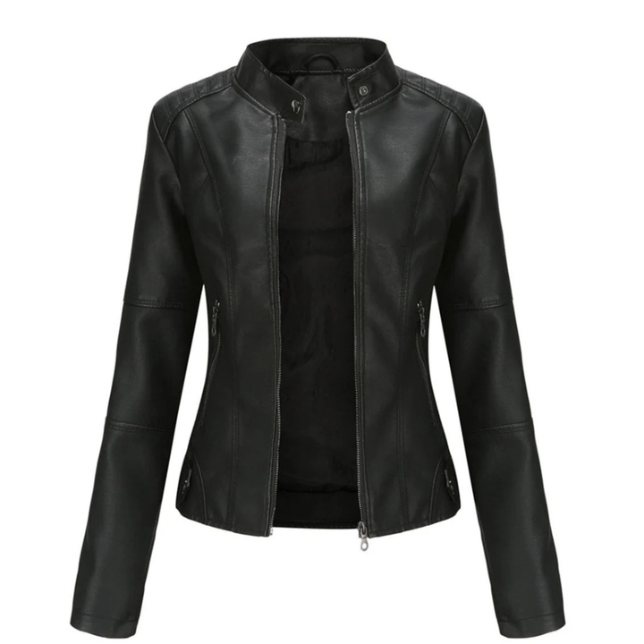 Bikerjacke in Lederoptik für Damen mit Stehkragen – Cleo