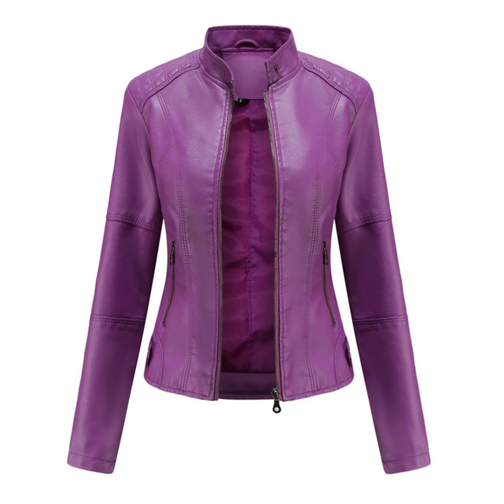 Bikerjacke in Lederoptik für Damen mit Stehkragen – Cleo