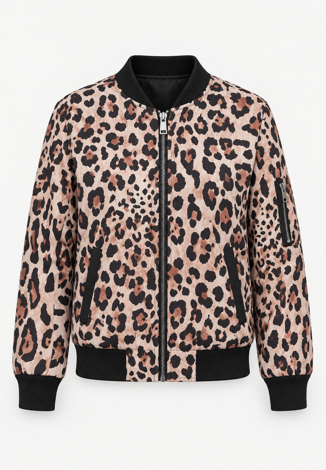 Damen-Bomberjacke mit Blumenmuster und Reißverschluss – Felicia