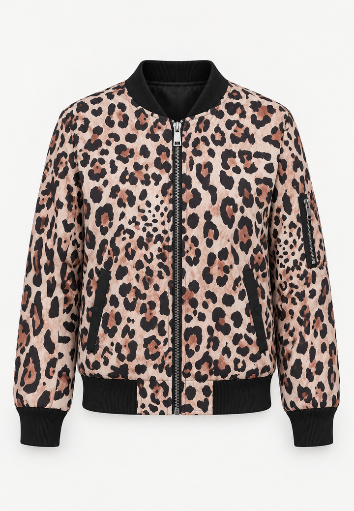 Damen-Bomberjacke mit Blumenmuster und Reißverschluss – Felicia