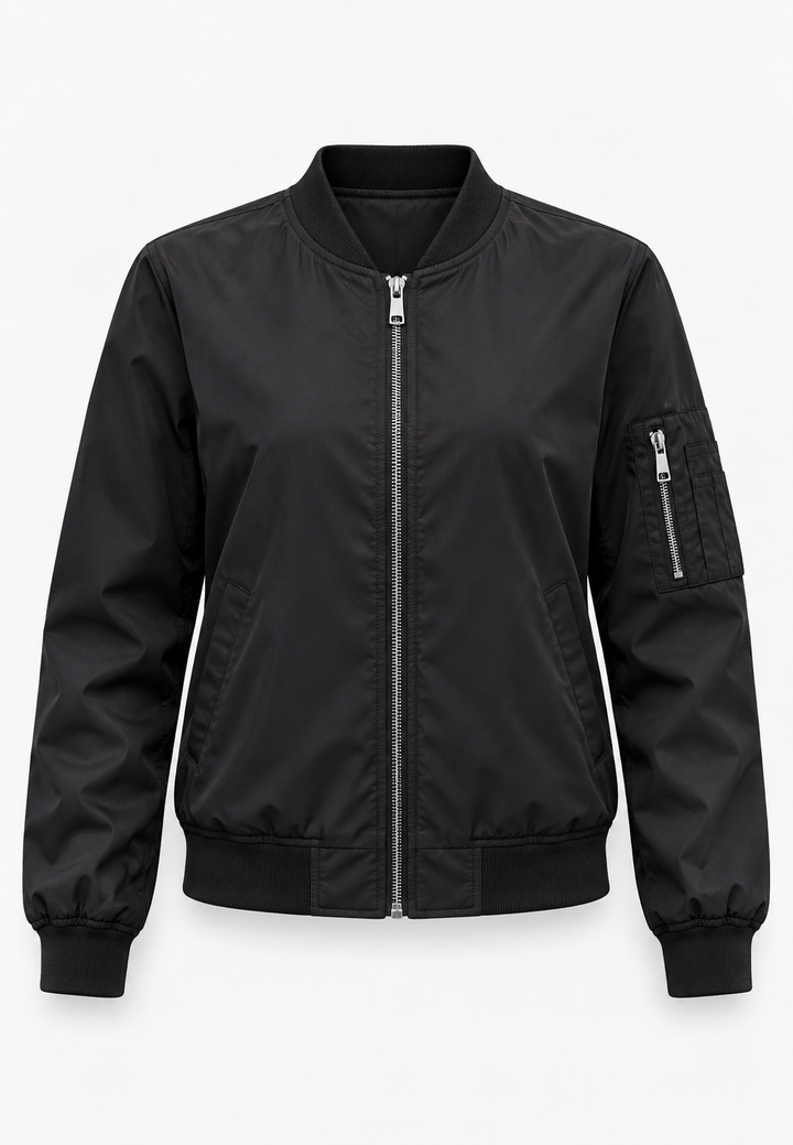 Damen-Bomberjacke mit Blumenmuster und Reißverschluss – Felicia