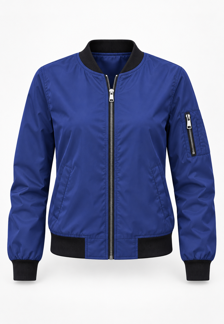 Damen-Bomberjacke mit Blumenmuster und Reißverschluss – Felicia