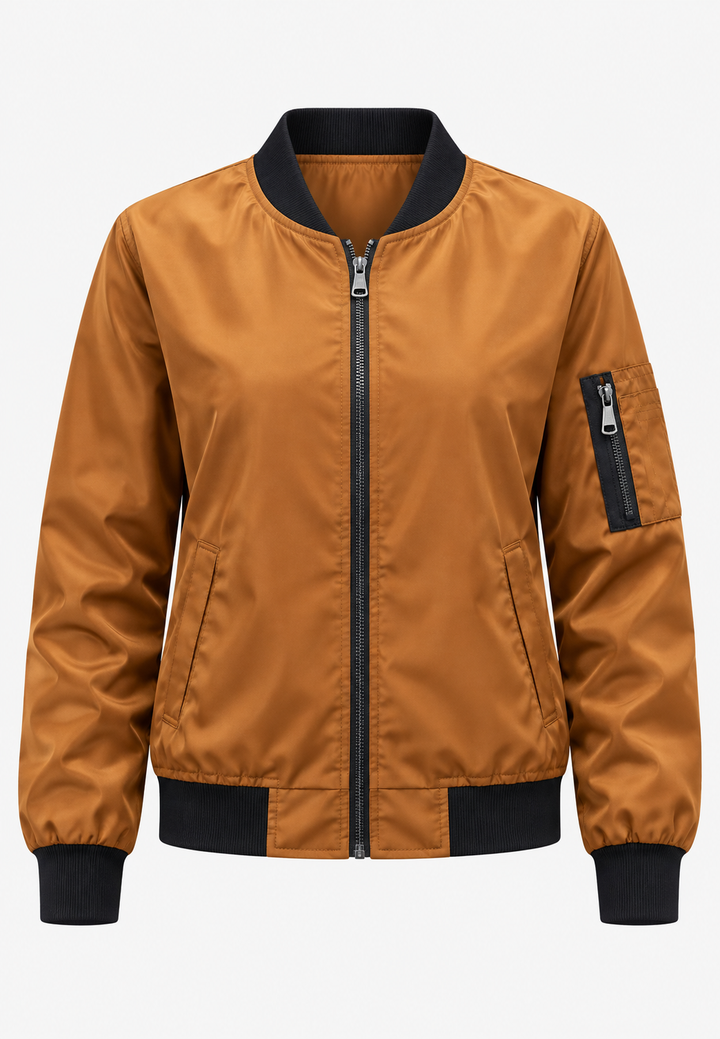 Damen-Bomberjacke mit Blumenmuster und Reißverschluss – Felicia