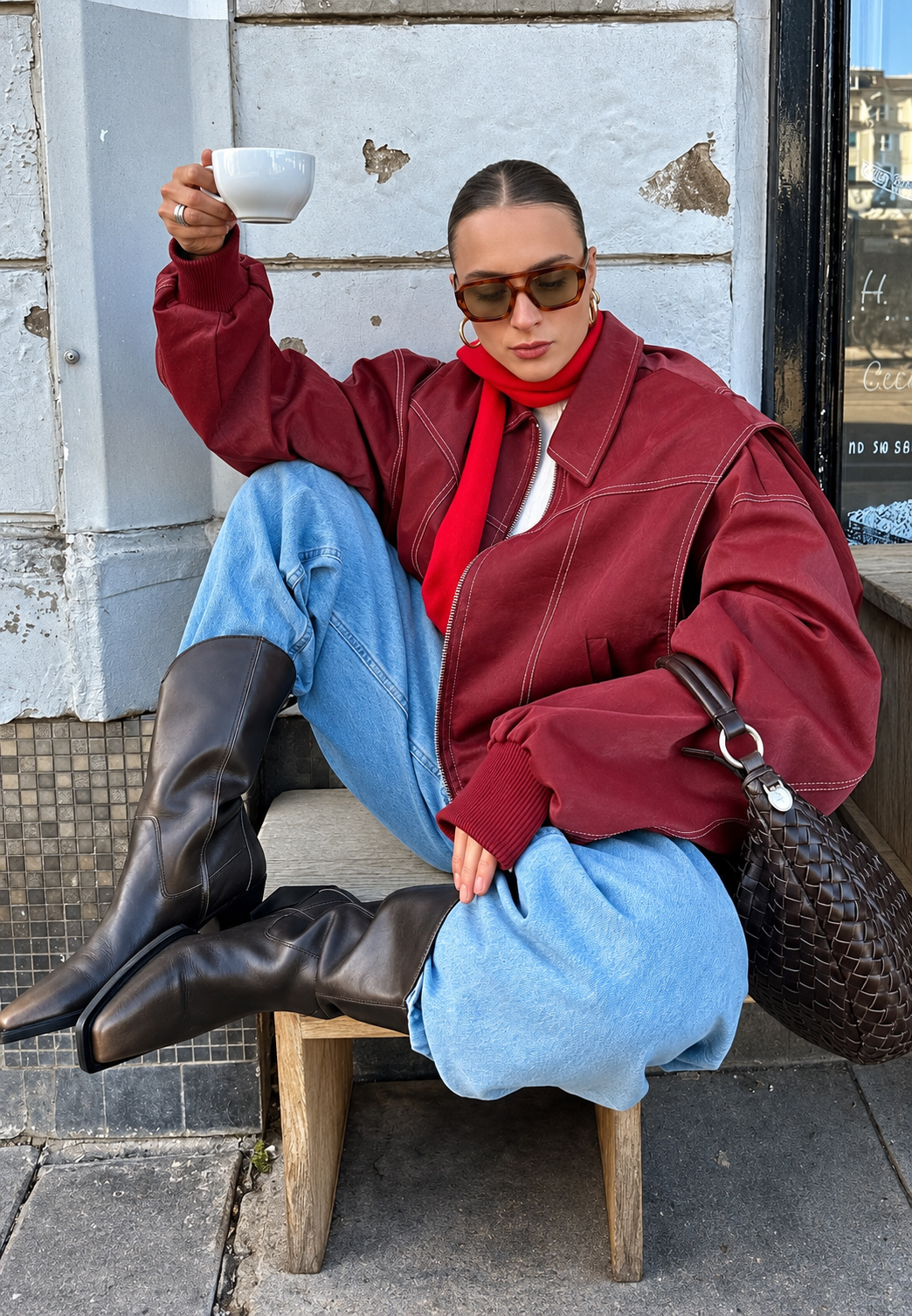 Oversize-Bomberjacke für Damen mit Reißverschluss und Hemdkragen - Norelle