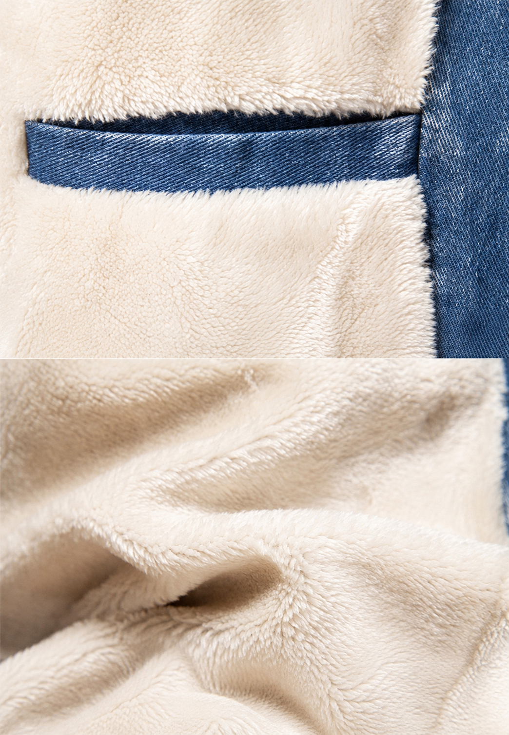 Bomberjacke aus Jeansstoff mit Lammfellfutter und Reißverschluss – Tobias