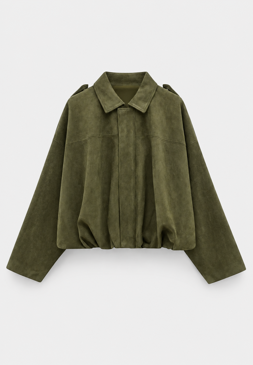 Kurze Damenjacke in Wildlederoptik mit Hemdkragen – Azucena