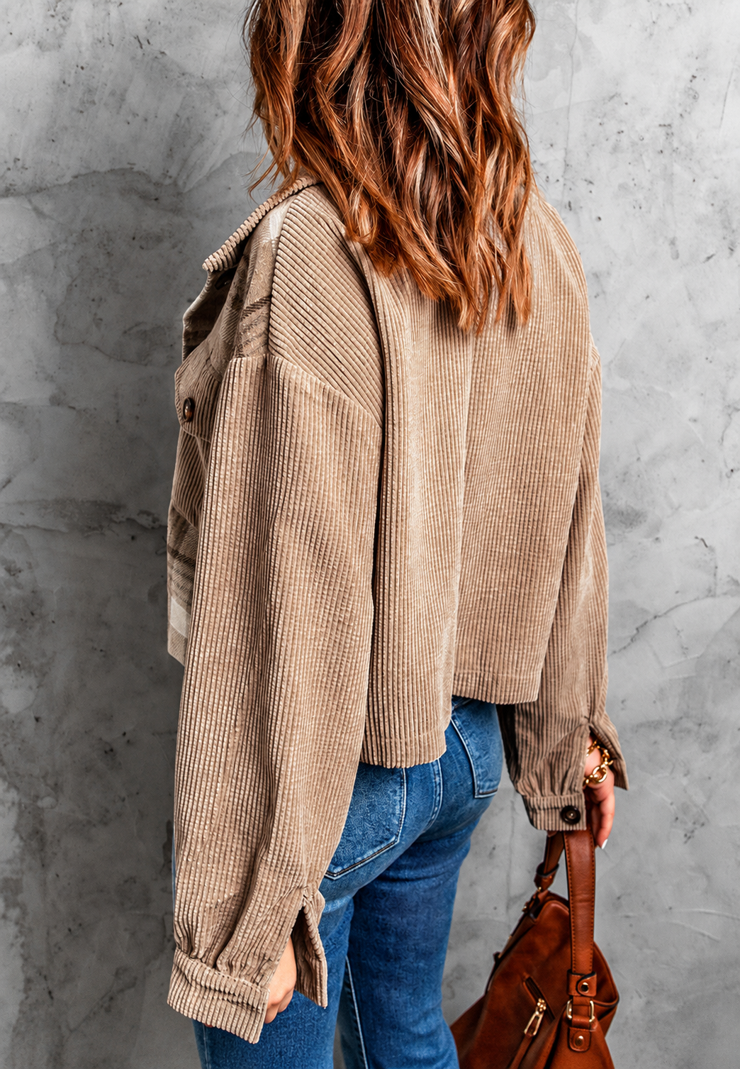 Korte Damenjacke aus Cord mit Karomuster – Isaline
