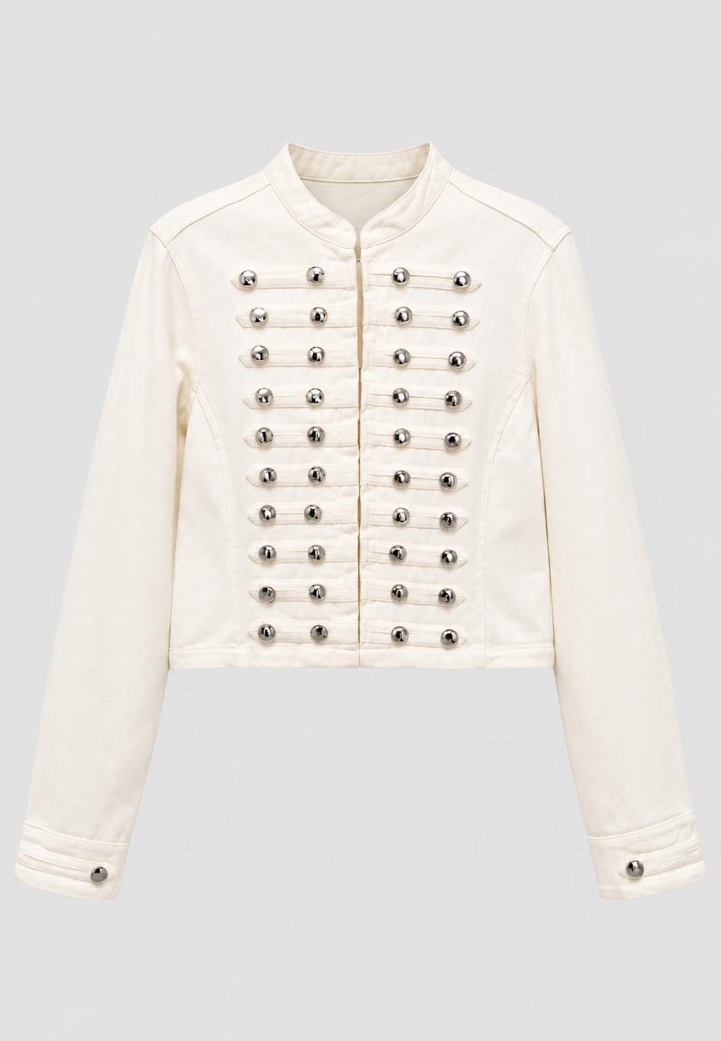 Damen-Jeansjacke mit Stehkragen und Metallknöpfen – Apolline