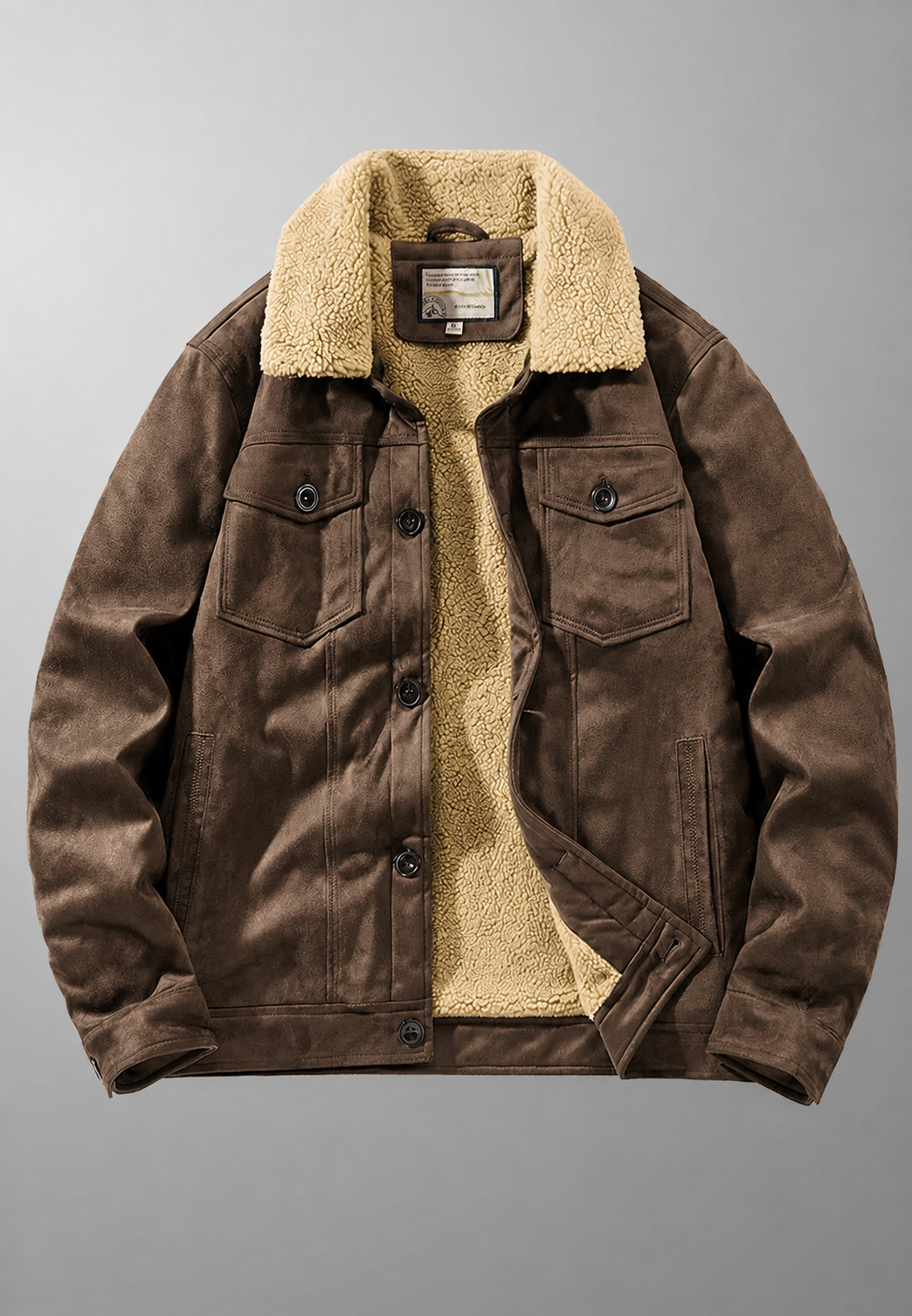 Herrenjacke in Wildlederoptik mit Futter in Lammfelloptik – Bruno