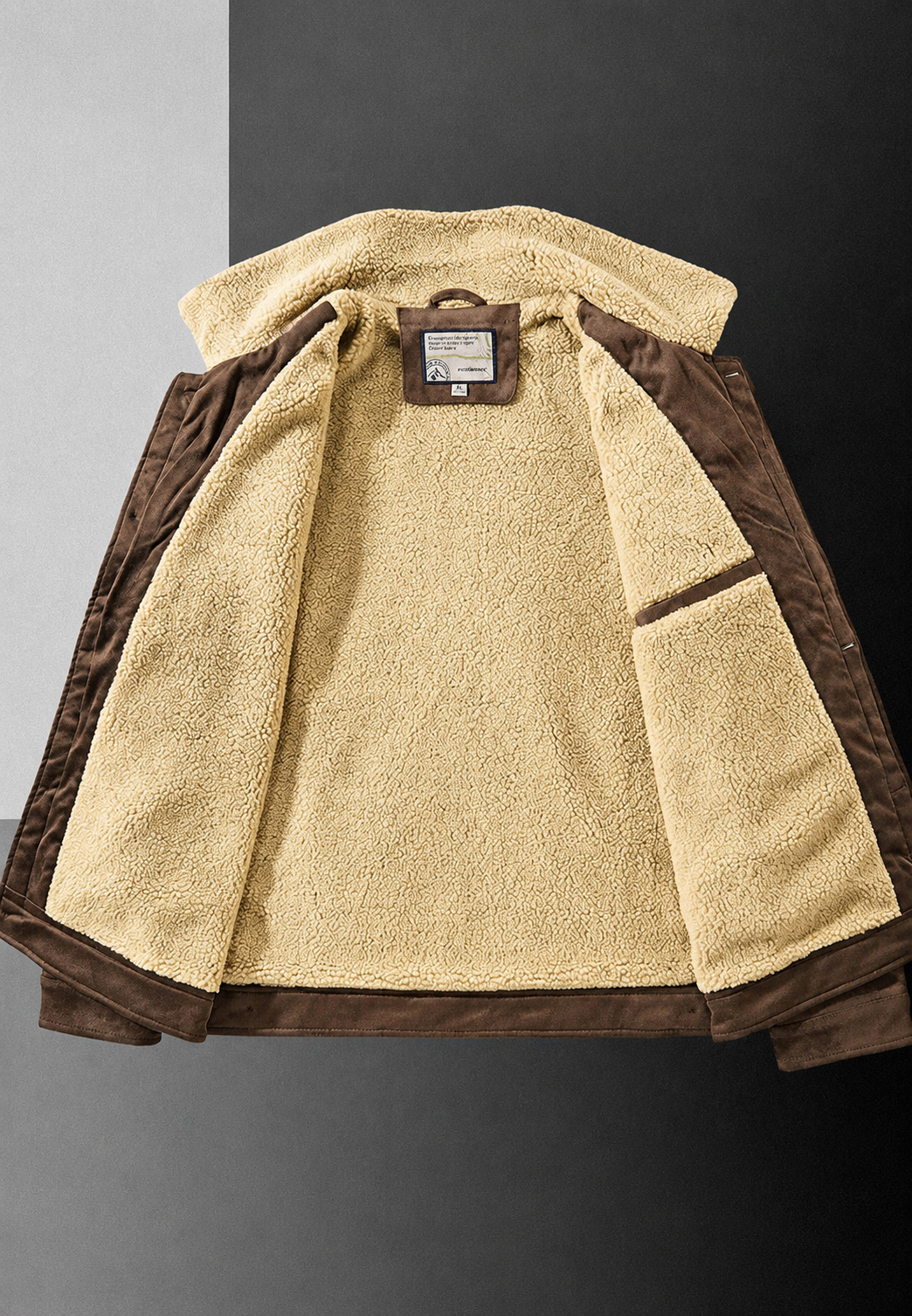 Herrenjacke in Wildlederoptik mit Futter in Lammfelloptik – Bruno