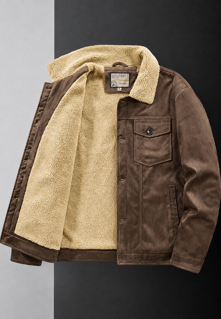 Herrenjacke in Wildlederoptik mit Futter in Lammfelloptik – Bruno
