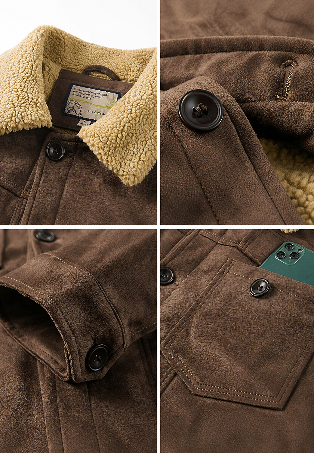 Herrenjacke in Wildlederoptik mit Futter in Lammfelloptik – Bruno