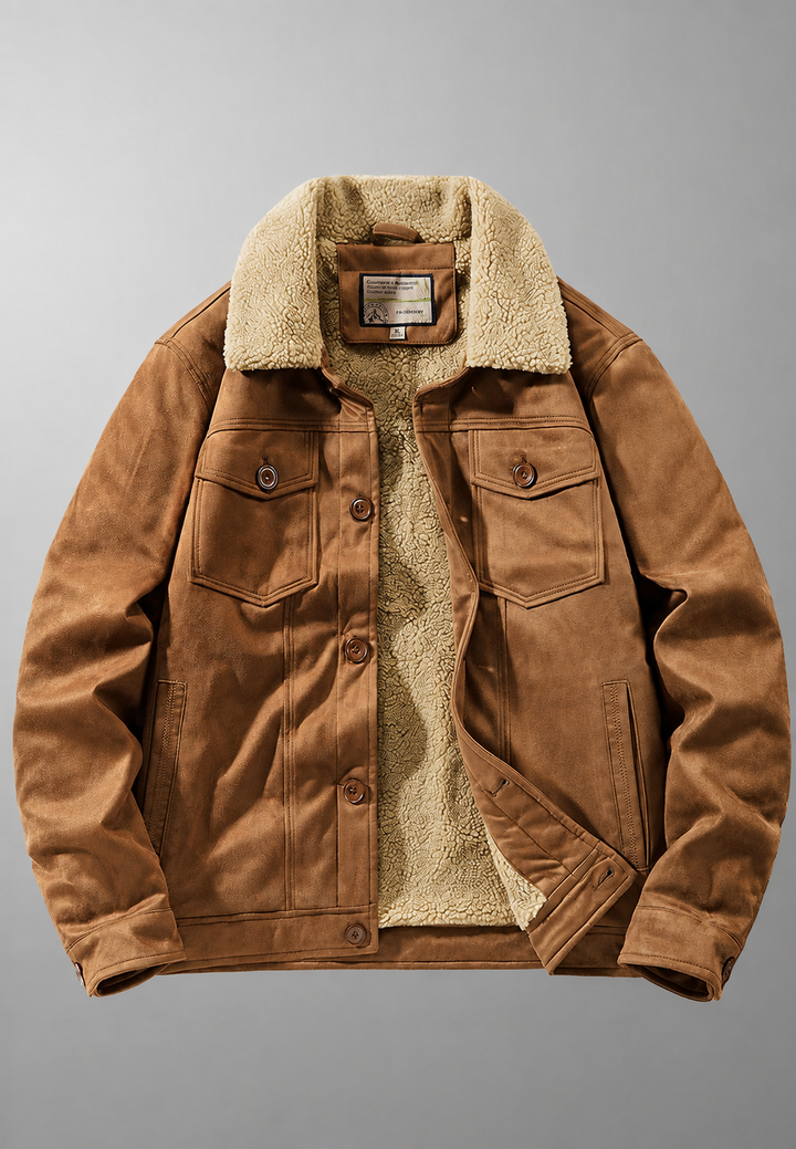 Herrenjacke in Wildlederoptik mit Futter in Lammfelloptik – Bruno