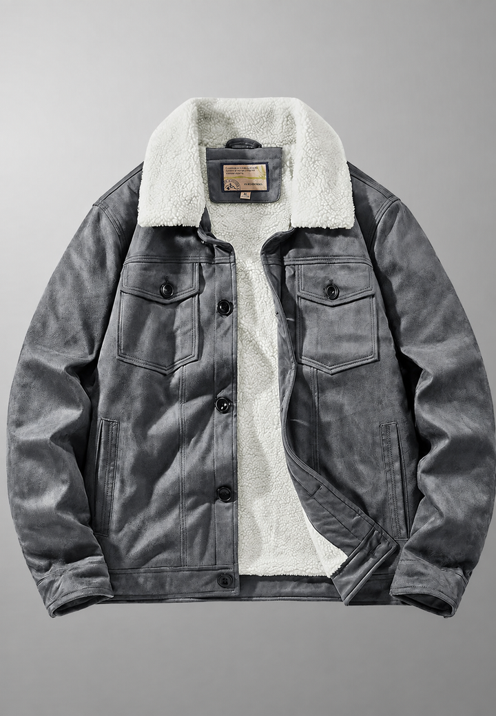Herrenjacke in Wildlederoptik mit Futter in Lammfelloptik – Bruno