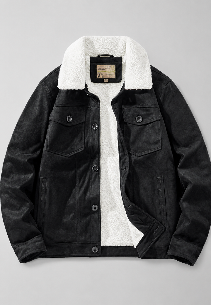 Herrenjacke in Wildlederoptik mit Futter in Lammfelloptik – Bruno